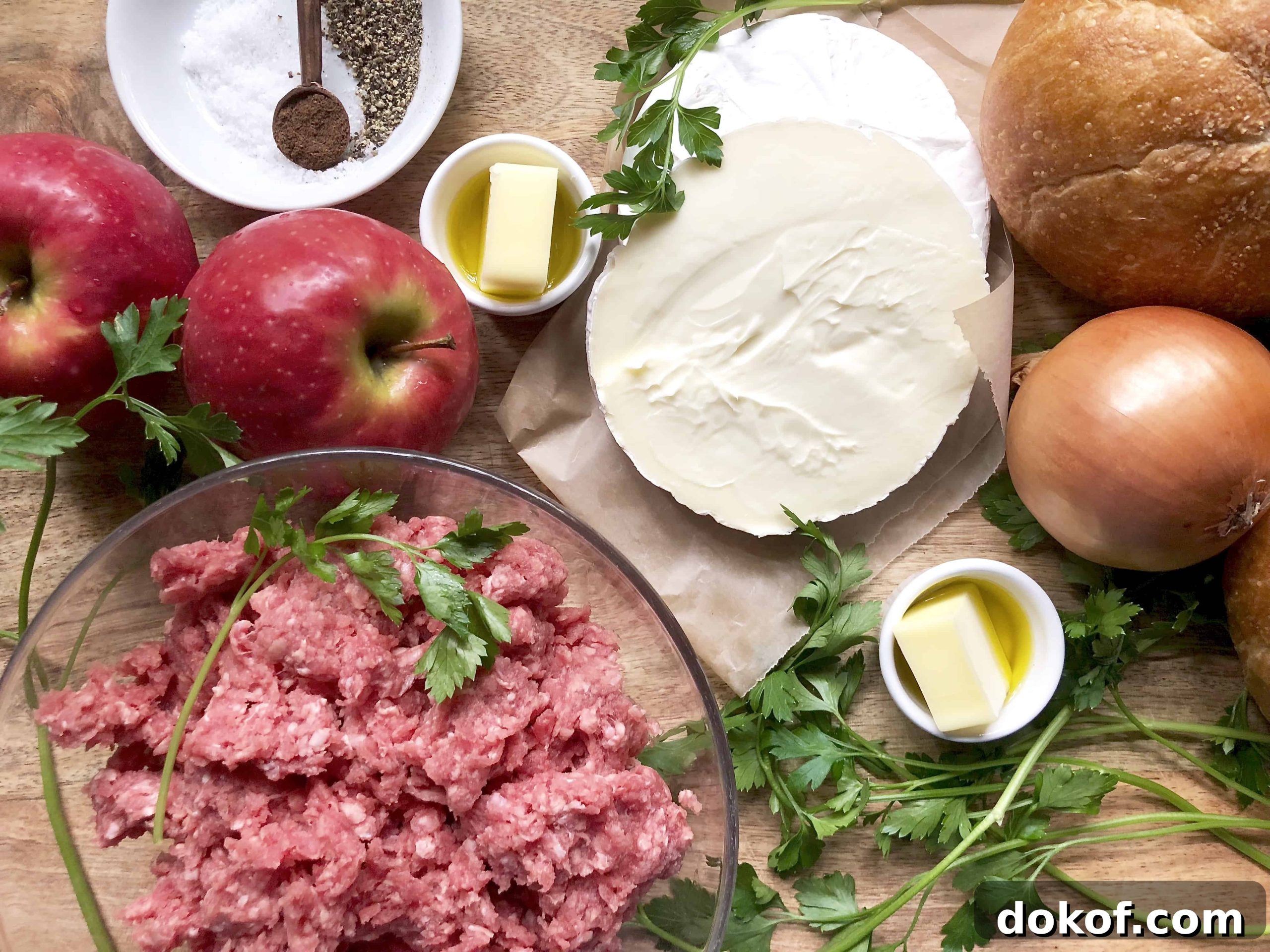 camembert burgers with sautéed apples