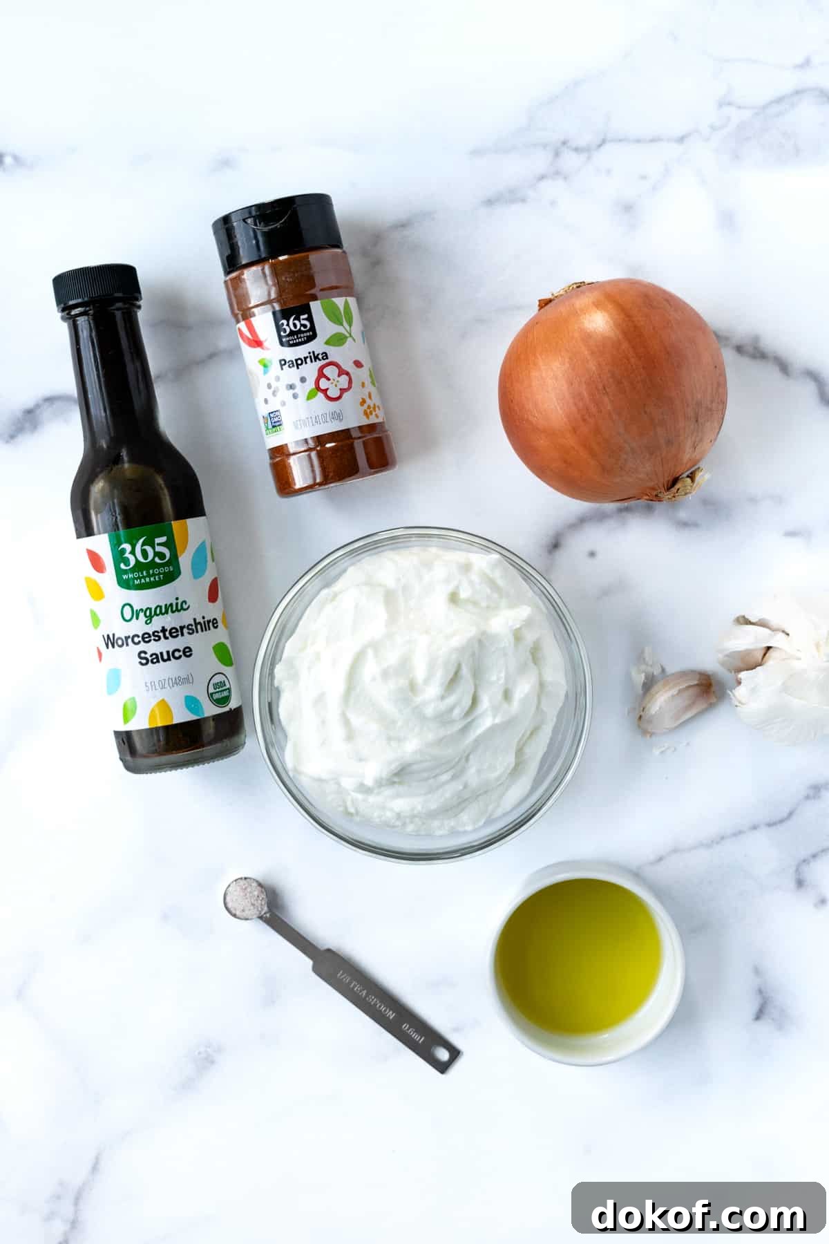 Greek Yogurt French Onion Dip Ingredients.
