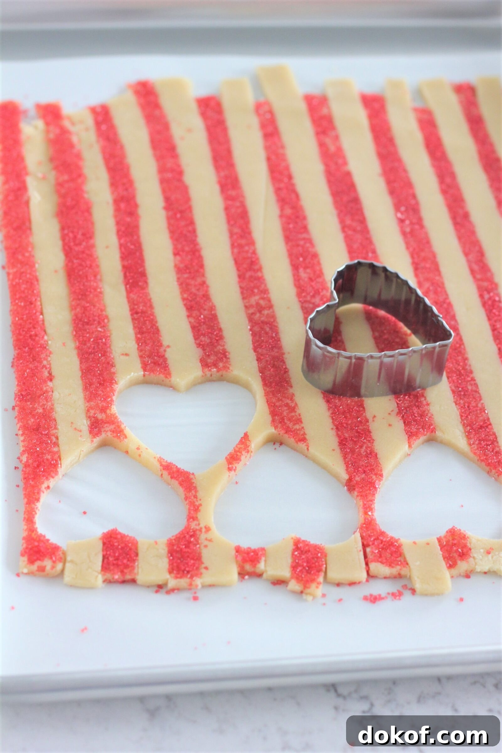 Striped dough assembly