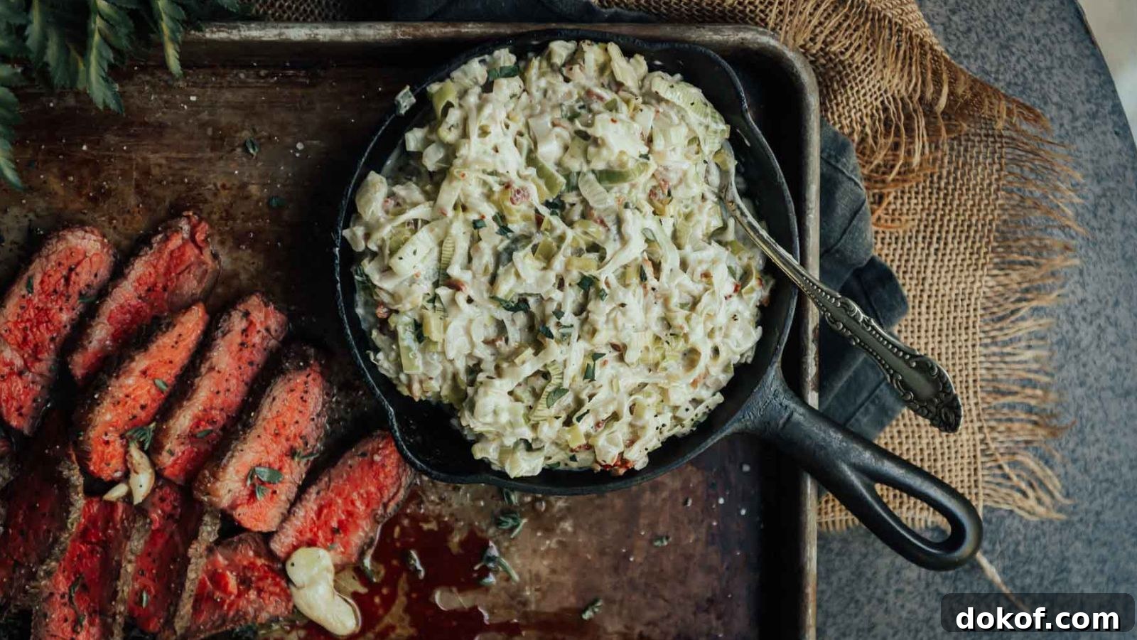 Creamed leeks cooked until soft in a rich, velvety sauce.